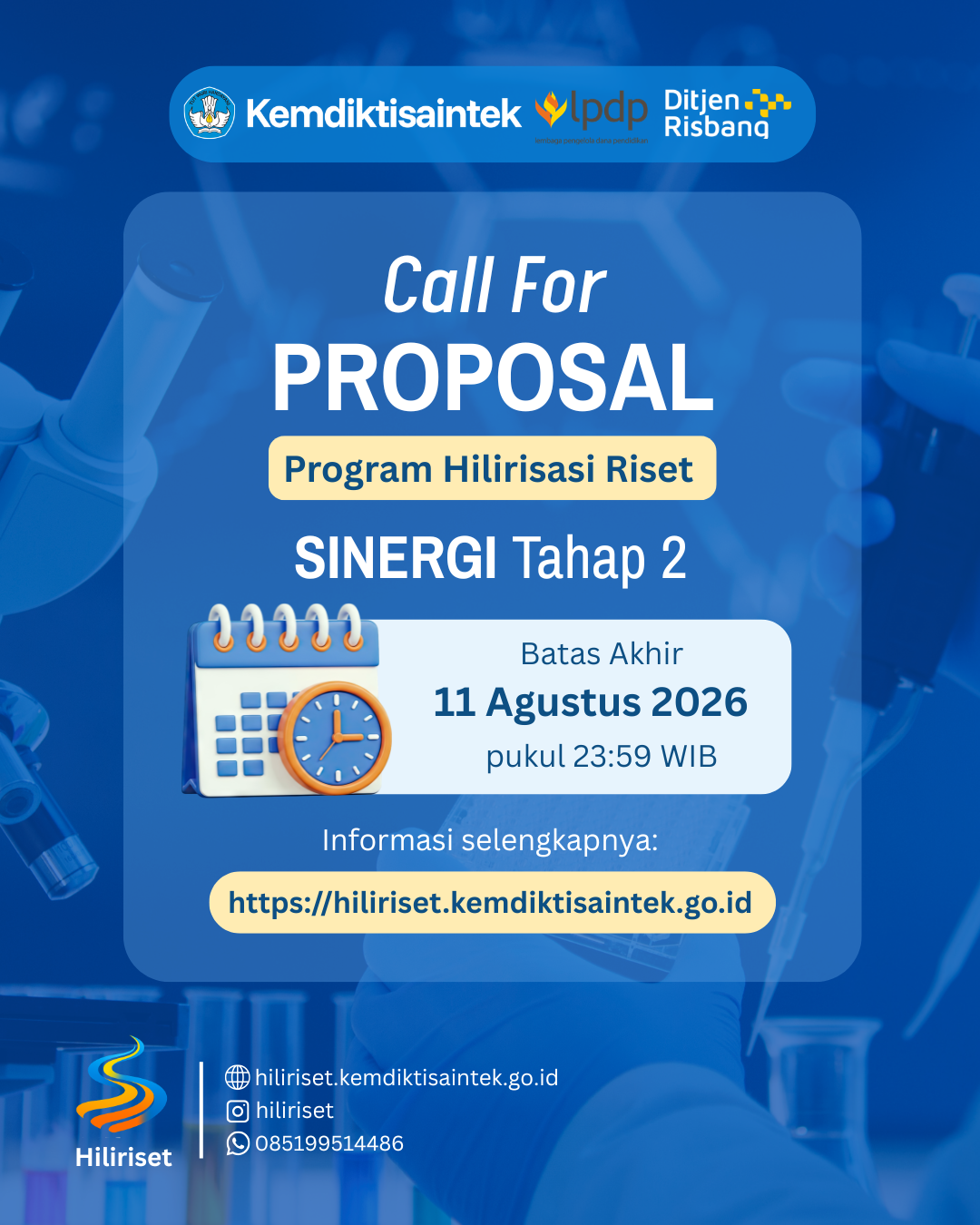 Pengumuman Call for Proposal Program Hilirisasi Riset SINERGI Tahap 2 Tahun 2026