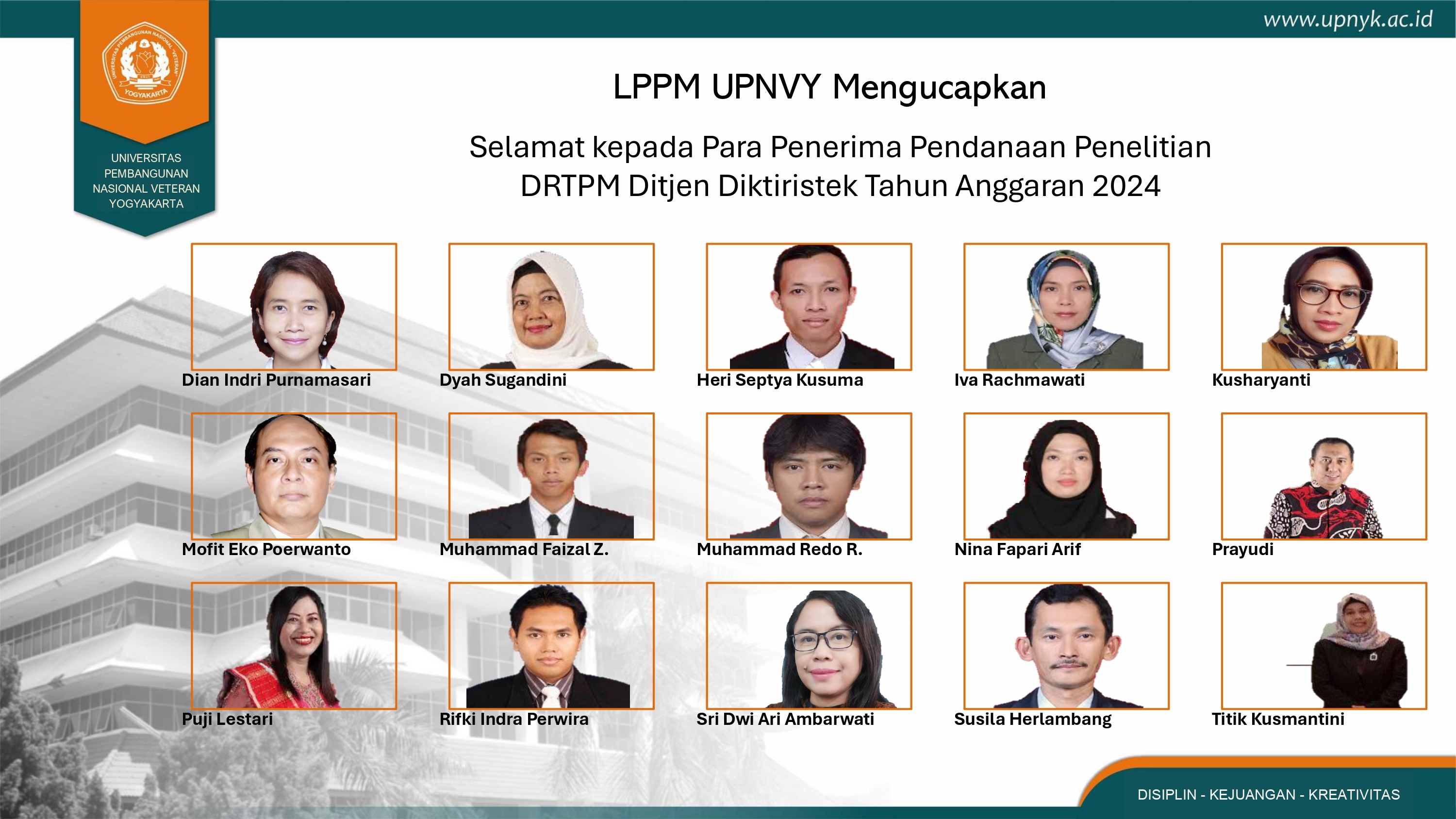 Penerima Pendanaan Penelitian DRTPM Ditjen Diktiristek 2024