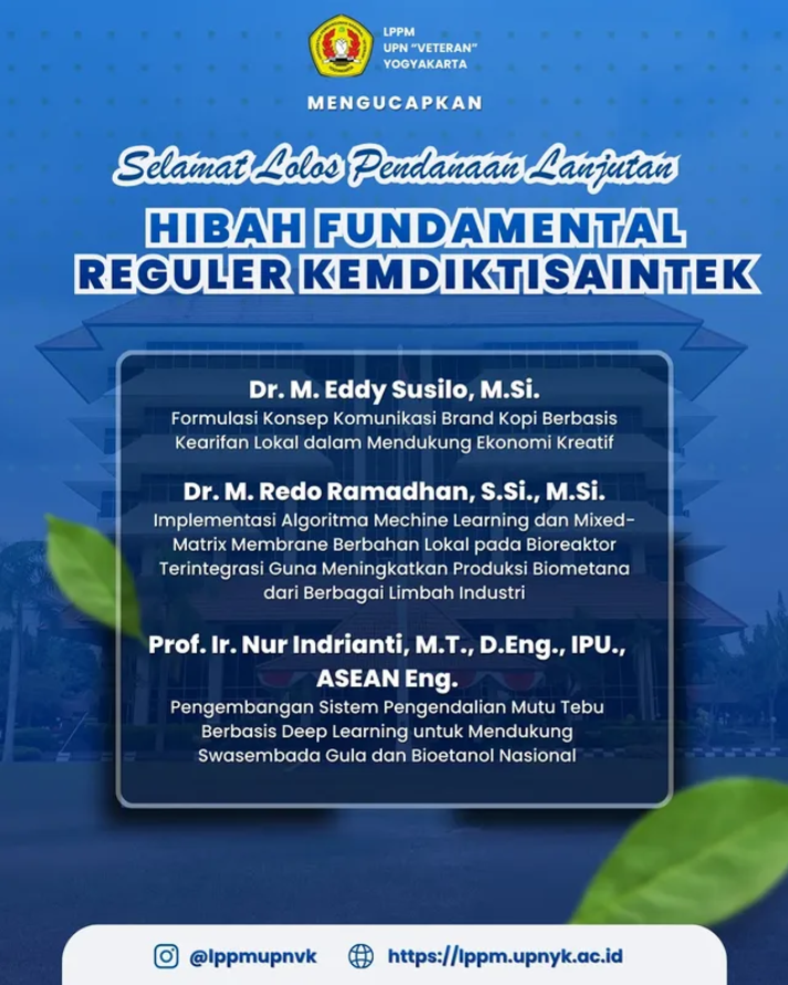 Perkuat Kiprah Riset Nasional 2026, Dosen UPN “Veteran” Yogyakarta Raih Pendanaan Tahun Kedua Hibah Fundamental Reguler Kemendiktisaintek