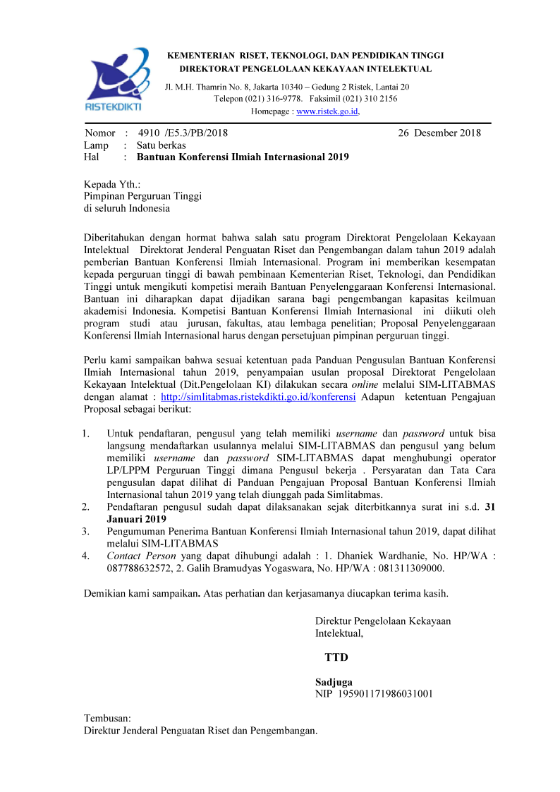 Bantuan Konferensi Ilmiah Internasional 2019
