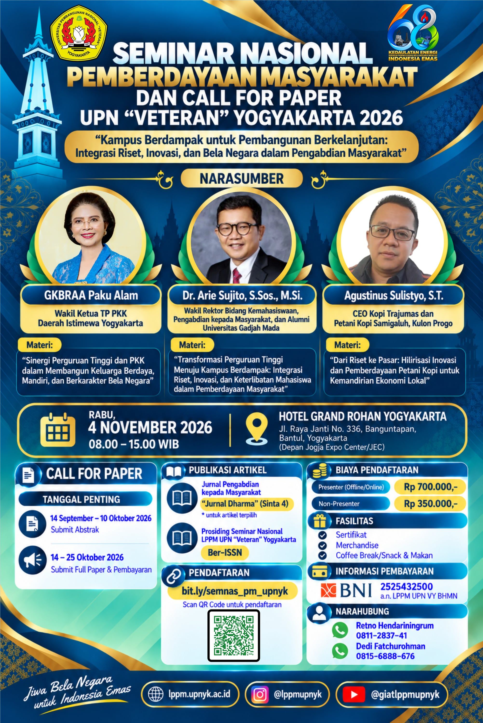 SEMINAR NASIONAL PEMBERDAYAAN MASYARAKAT DAN CALL FOR PAPER UPN “VETERAN” YOGYAKARTA 2026