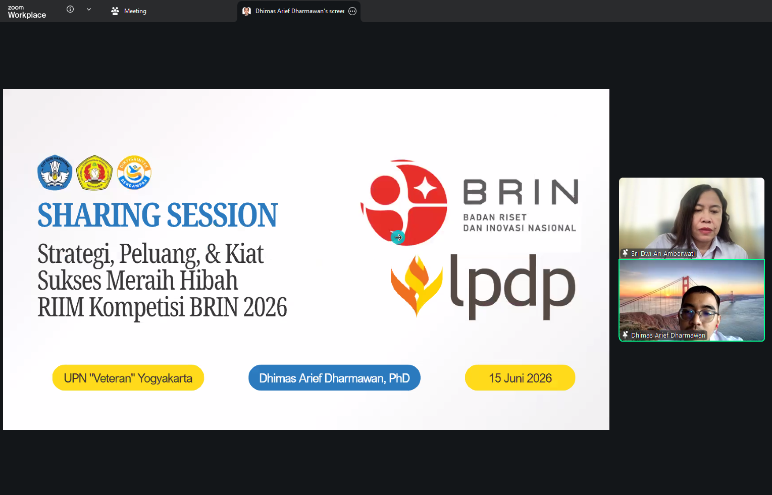 Sharing Session #1 Hibah RIIM BRIN 2026 Batch 2: Bekali Dosen Strategi Meraih Pendanaan Riset Nasional