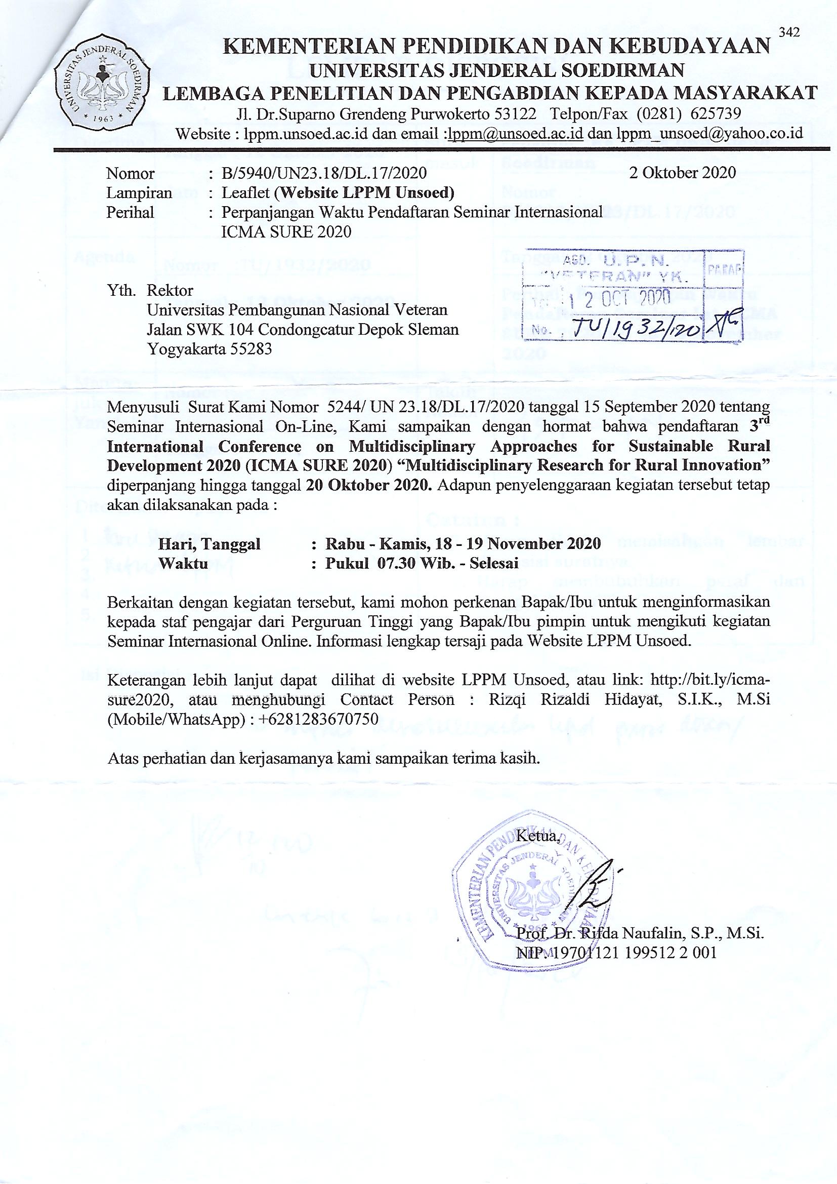 Perpanjangan Waktu Pendaftaran Seminar Internasional ICMA SURE 2020