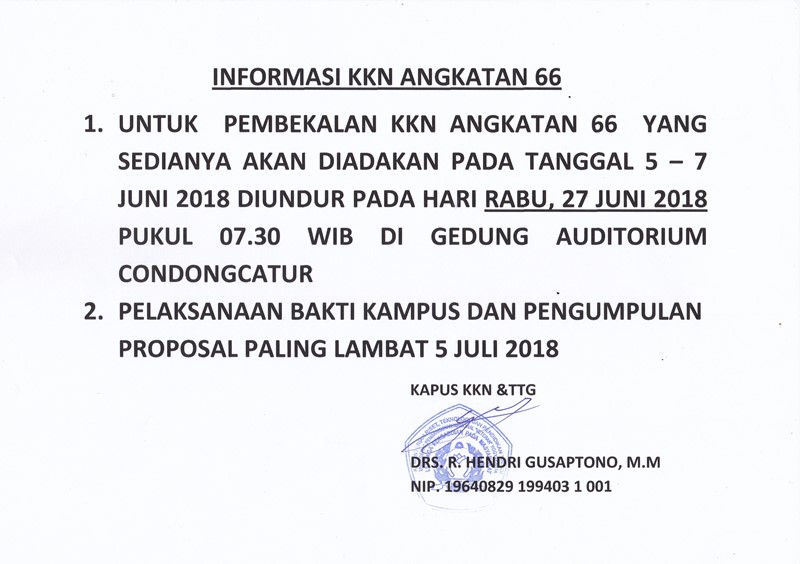 INFORMASI PEMBEKALAN KKN 66