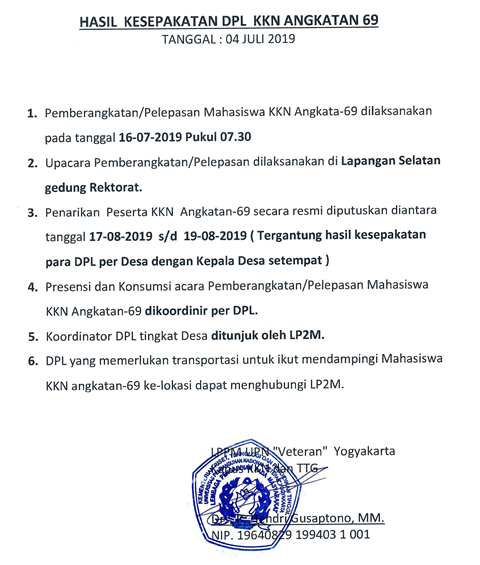 KESEPAKATAN DPL KKN-69