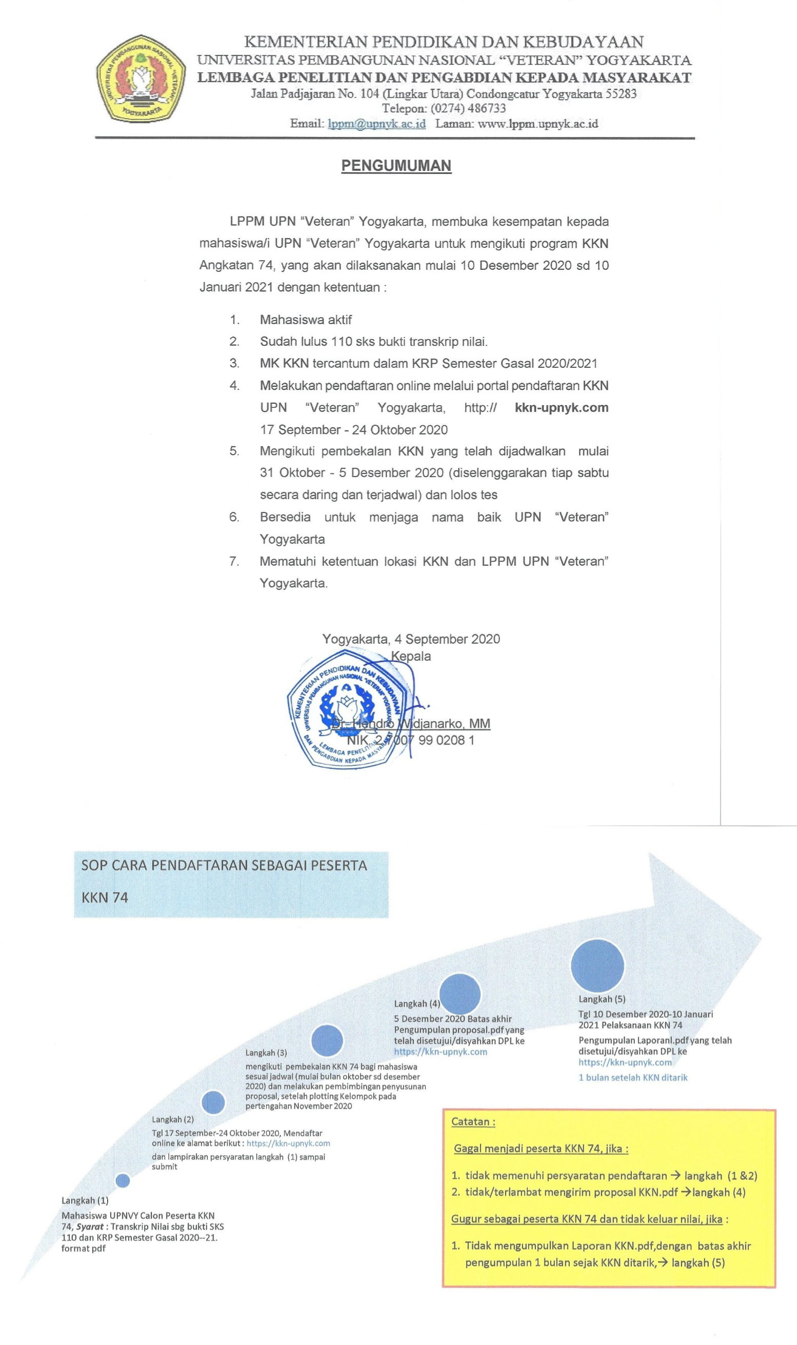 PENGUMUMAN KKN ANGKATAN 74