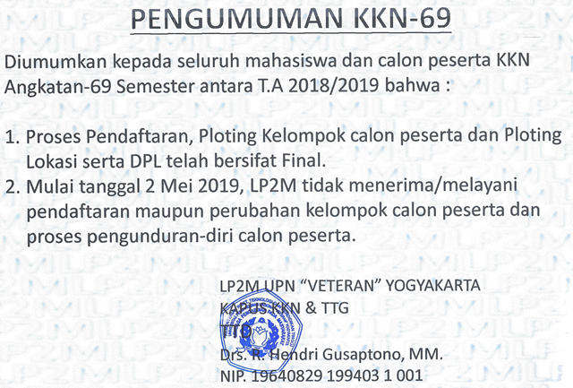 Pengumuman KKN-69