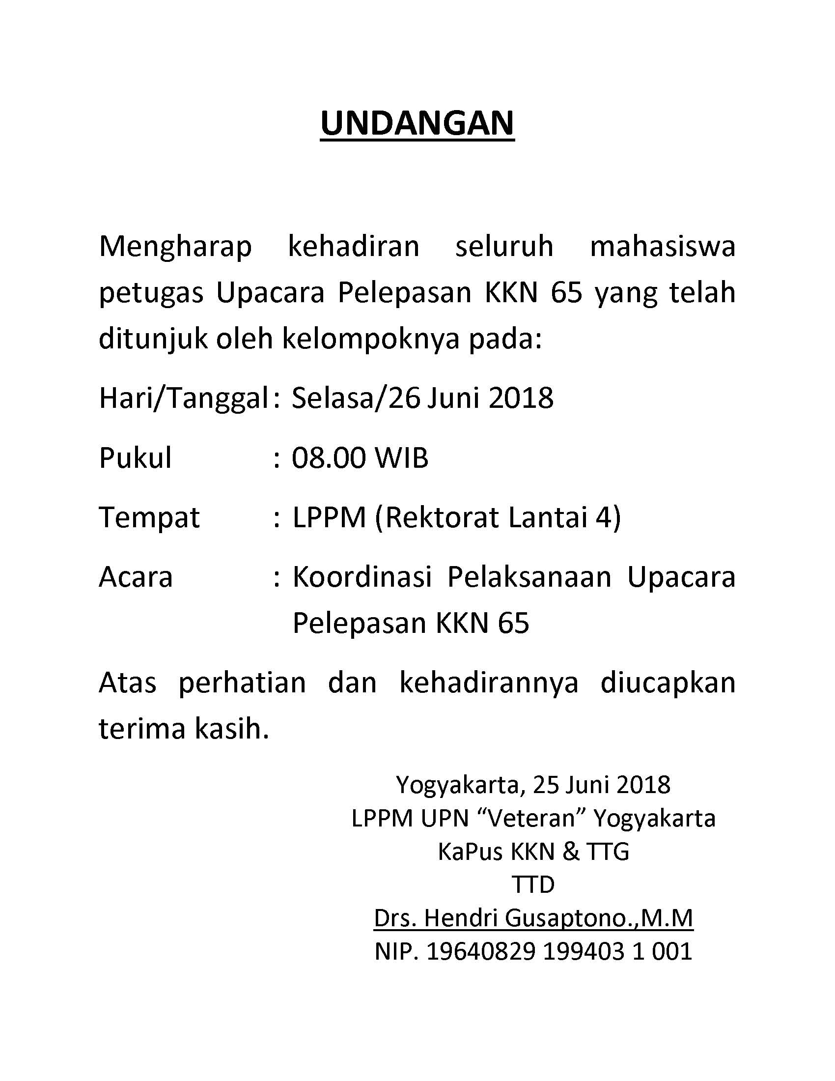 UNDANGAN PETUGAS UPACARA KKN-65