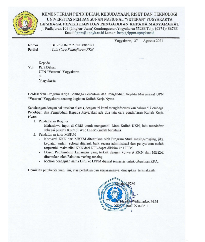 TATA CARA PENDAFTARAN KKN